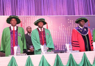 L R Acting Registrar Mr Emmanue K. Igban Vice Chancellor Professor Abiodun H. Adebayo And Covenant Universitys 28th Inaugural Lecturer Professor Solomon U. Oranusi