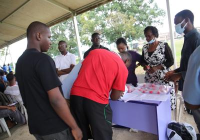 Returning Students Lining Up For Their Medicals