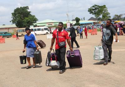 Returning Students On Their Way To The Shuttle