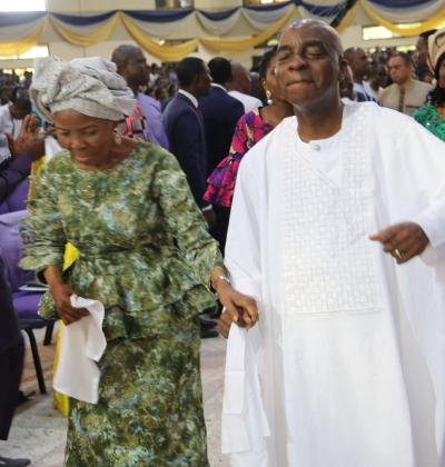 The Chancellor Dr. David Oyedepo And His Wife The Pro Chancellor Landmark University Omu Aran Dancing During A Praise Session
