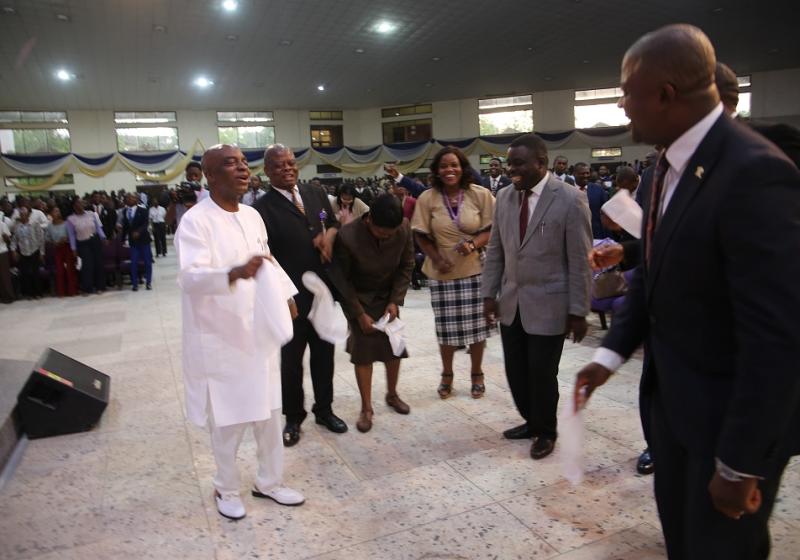 Chancellor Dr. David O. Oyedepo Leading Other Members Of Management In A Dance