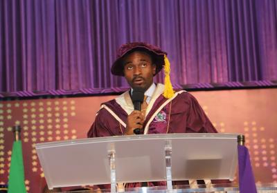 Secretary, Board of Regents, Pastor David Oyedepo (Jnr.), leading the Bible reading