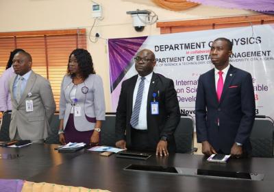 L R Dean College Of Science And Technology Cst Professor Timothy Anake Registrar Mrs Regina Tobi David Deputy Vice Chancellor Professor Olujide Adekeye And The Covenant University Chaplain Pastor Judah